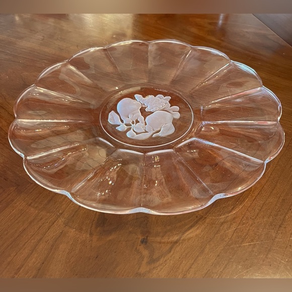 VAL St LAMBERT "Brussels" Clear Crystal Fruit Serving Torte Platter - Picture 3 of 9